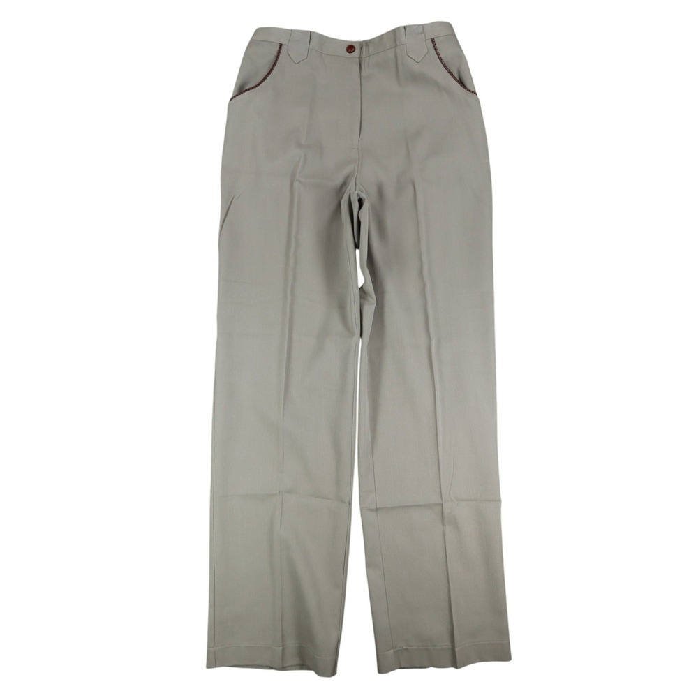 N Touch Pants Womens 10 Green Cotton Tencel Elastic Back Straight Leg 551M NWT